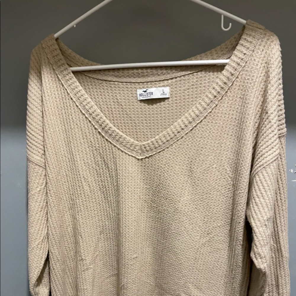 Hollister super soft wide neck waffle long sleeve SZ:L